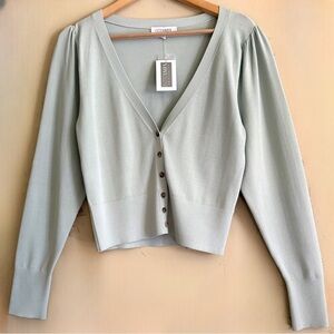 INTERMIX Preppy Lightweight Stretchy Chic Classic Knit Nellie Cardigan Sz L NWT